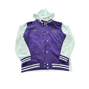 SA Hoodie Varsity Letterman Jacket XL Fleece Snap Bomber‎ Purple Unisex #UV9-1